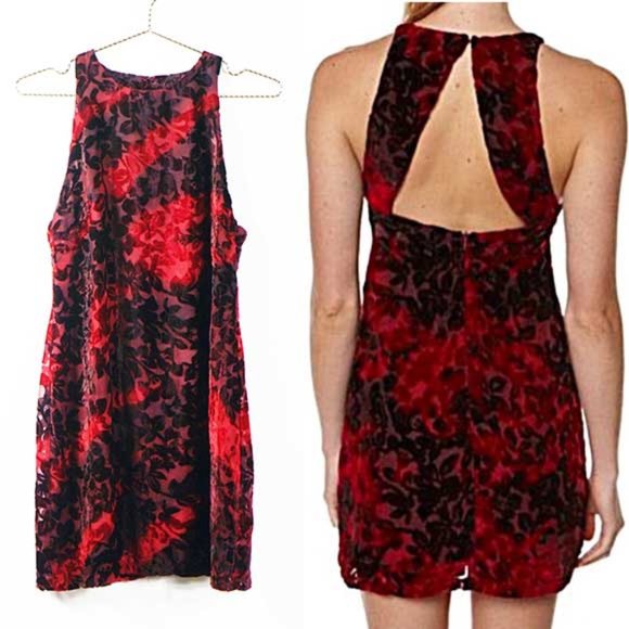 Somedays Lovin Dresses & Skirts - Somedays Lovin Burnout Velvet Mini Dress in Red M